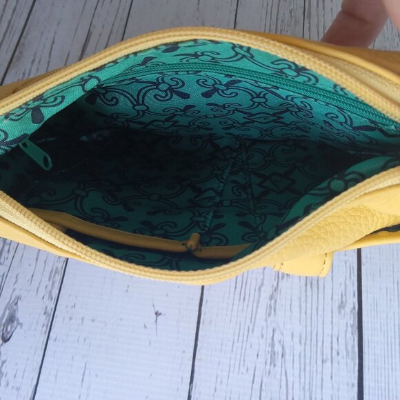 Stone Mountain Leather Bag Purse Galveston Midi Mustard Yellow Daffodil‎  NWT - Picture 3 of 5